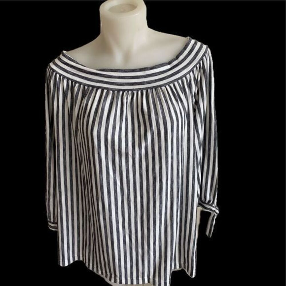 Max Studio Top - M black striped, rayon blend